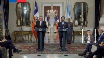 05042307 PRESIDENTES DE LA REPÚBLICA DE CHILE Y ARGENTINA HACEN DECLARACIÓN CONJUNTA A LA PRENSA (01)